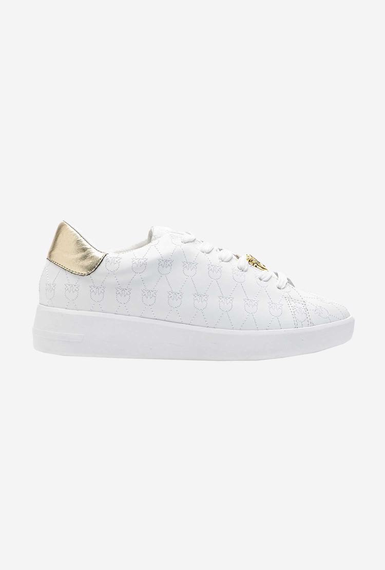 Women\'s Pinko New Monogram Sneakers White/Gold | Australia-05214689