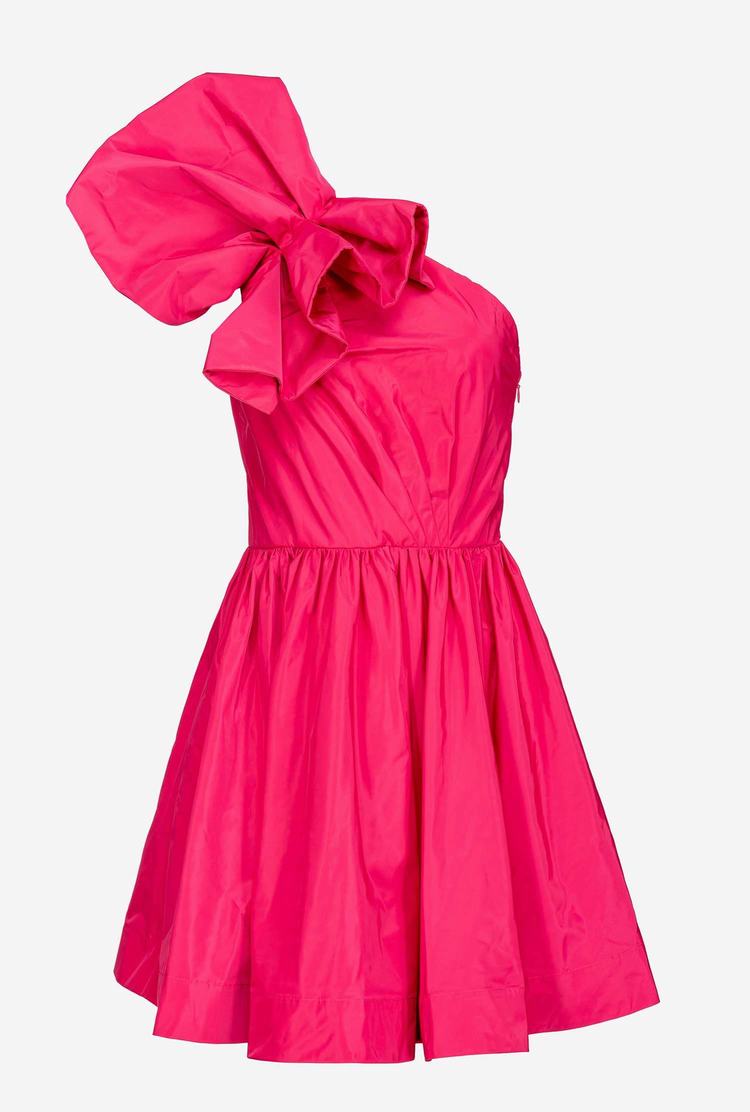 Women's Pinko One-shoulder Taffeta Mini Dress Fuchsia Purple | Australia-54381729