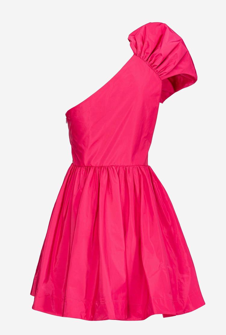 Women's Pinko One-shoulder Taffeta Mini Dress Fuchsia Purple | Australia-54381729