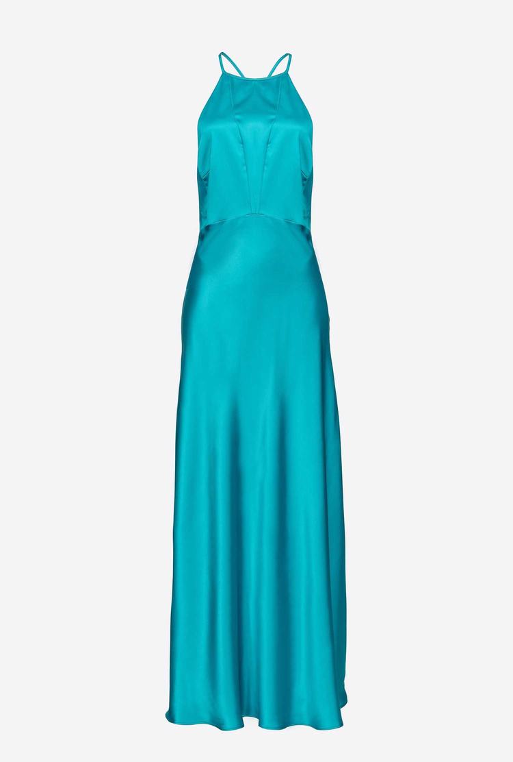 Women's Pinko Open Back Dress Peacock Blue | Australia-96234019