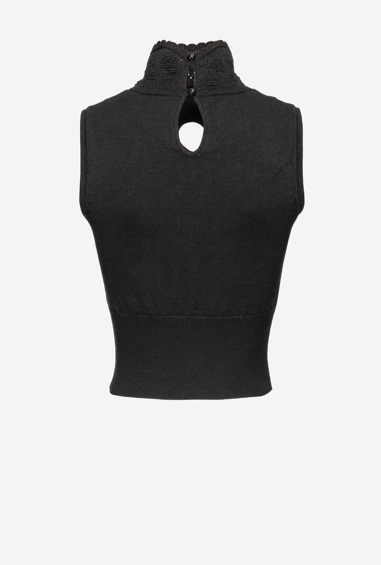 Women's Pinko Openwork Sweaters Black | Australia-95124739