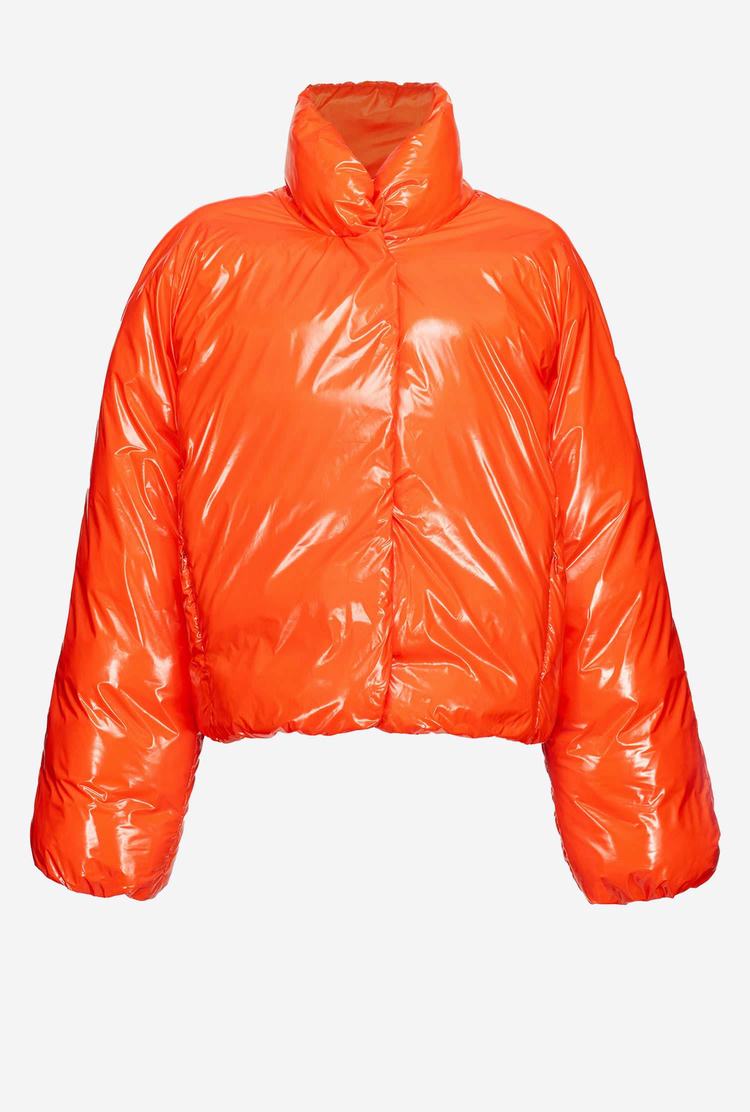 Women's Pinko Padded Crystal Nylon Bomber Jackets Orange | Australia-28415639