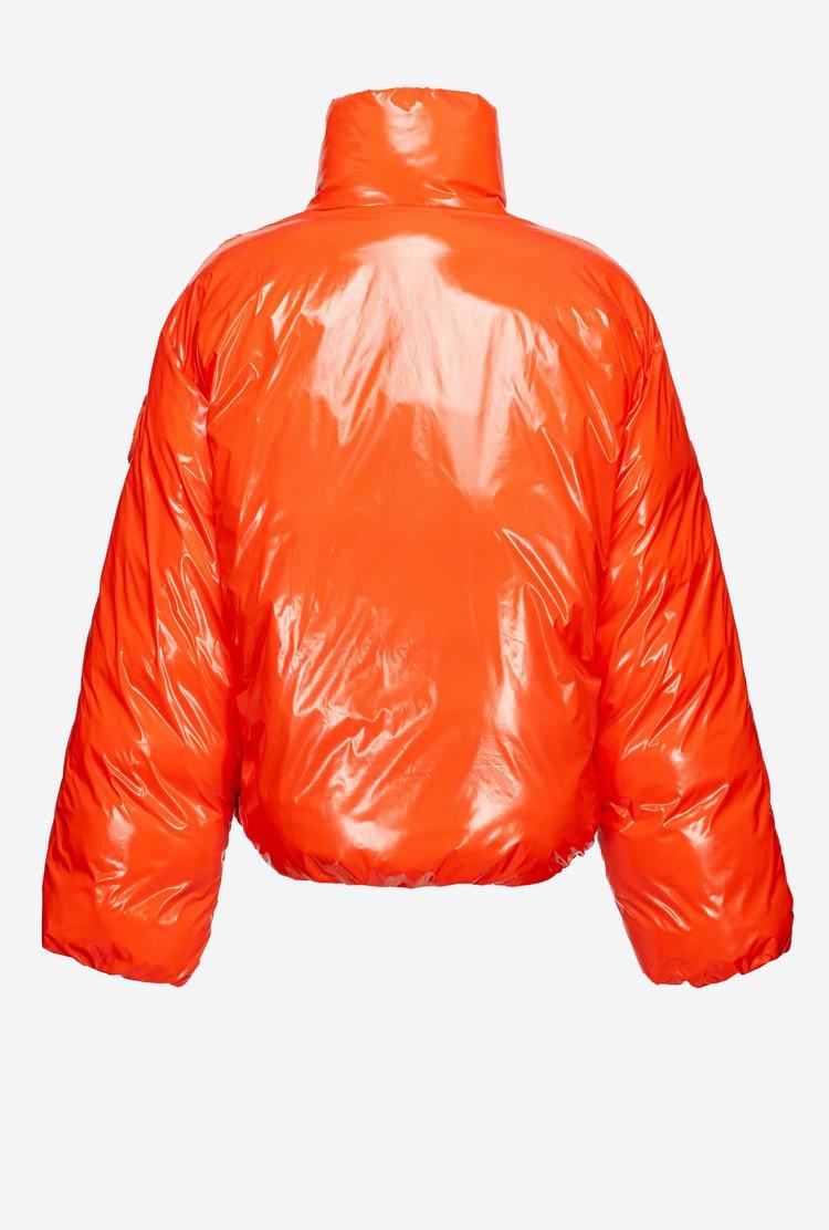 Women's Pinko Padded Crystal Nylon Bomber Jackets Orange | Australia-28415639