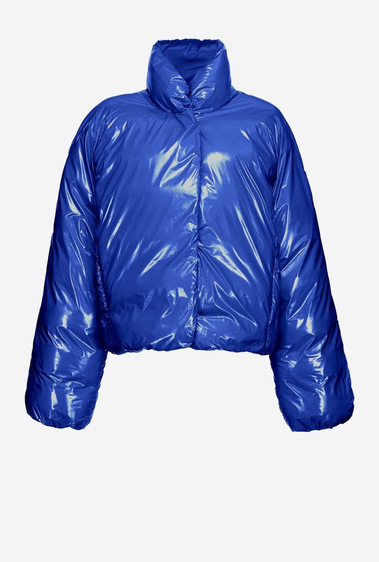 Women's Pinko Padded Crystal Nylon Bomber Jackets Blue | Australia-75816429