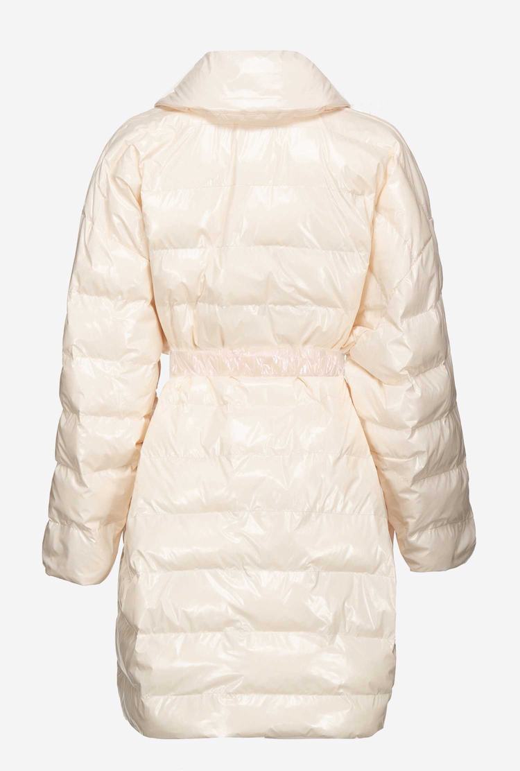 Women's Pinko Padded Crystal Nylon Double-breasted Jackets White | Australia-96018359