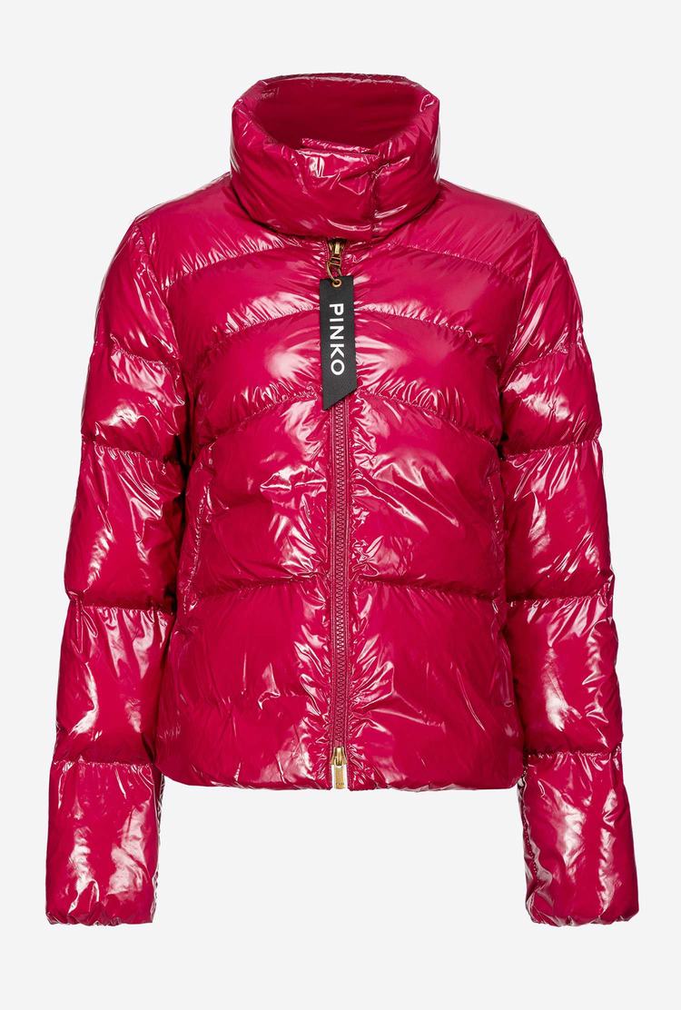 Women's Pinko Padded Crystal Nylon Jackets Fuchsia | Australia-19347089