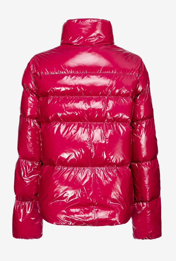 Women's Pinko Padded Crystal Nylon Jackets Fuchsia | Australia-19347089