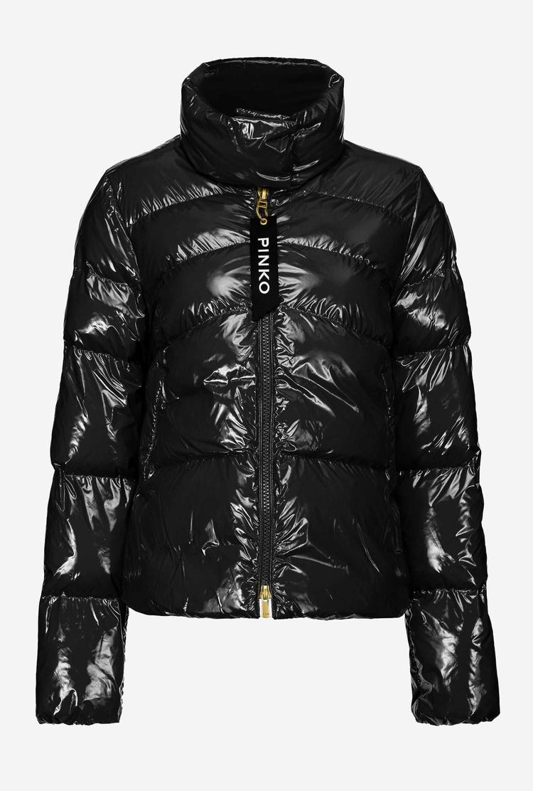 Women's Pinko Padded Crystal Nylon Jackets Black | Australia-27906189