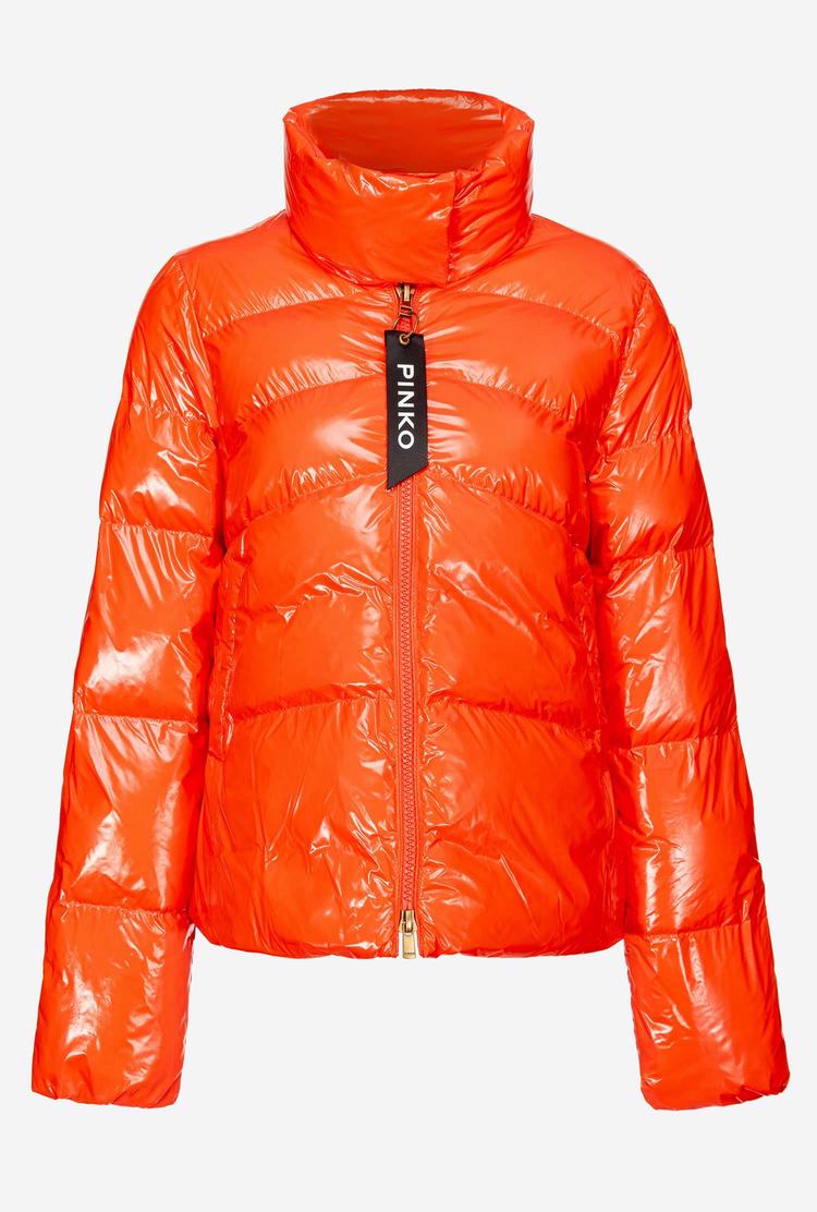 Women's Pinko Padded Crystal Nylon Jackets Orange | Australia-41326989