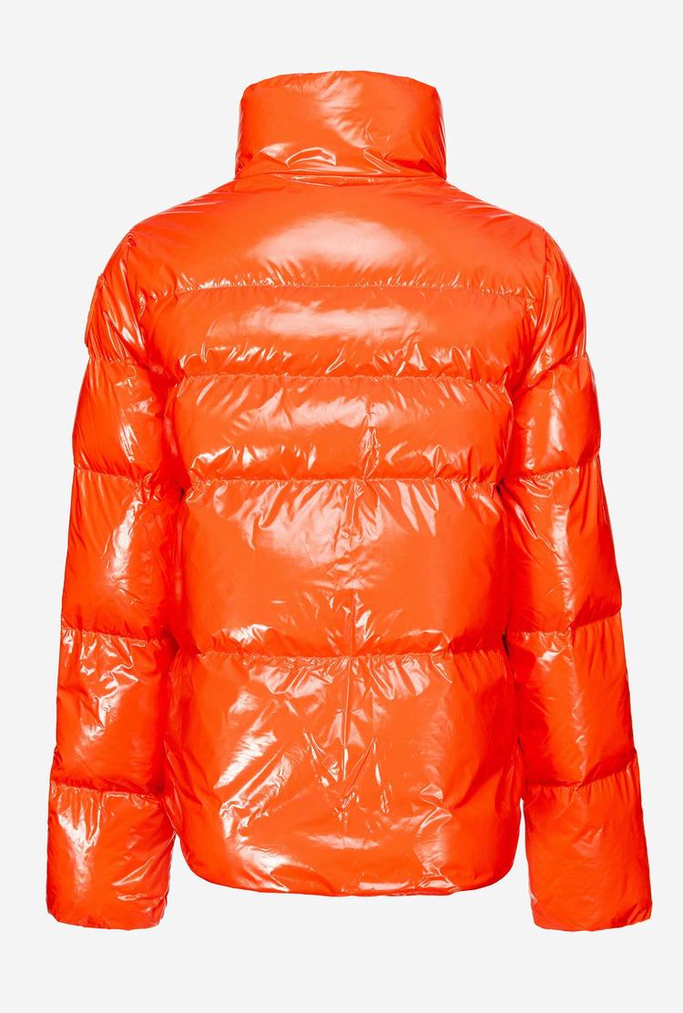 Women's Pinko Padded Crystal Nylon Jackets Orange | Australia-41326989