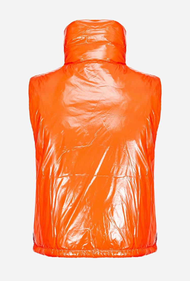 Women's Pinko Padded Crystal Nylon Vest Orange | Australia-89213479