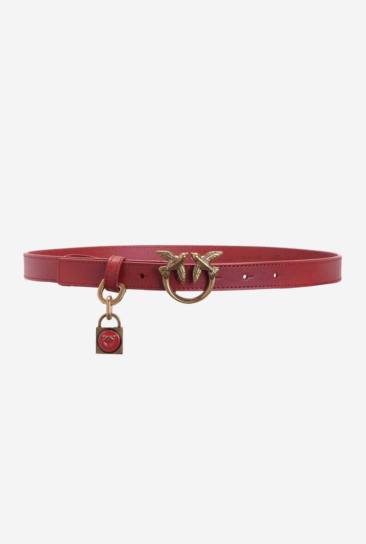 Women\'s Pinko Padlock Charm Belts Red Gold | Australia-92705369