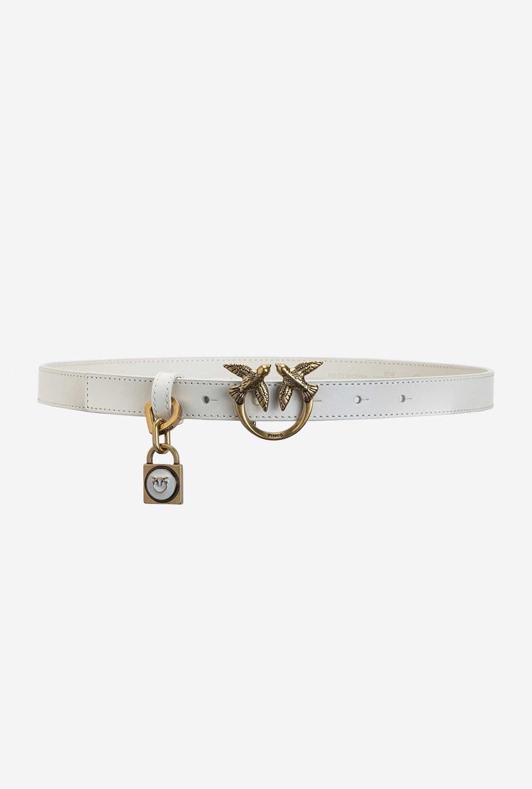 Women\'s Pinko Padlock Charm Belts White Gold | Australia-47312699