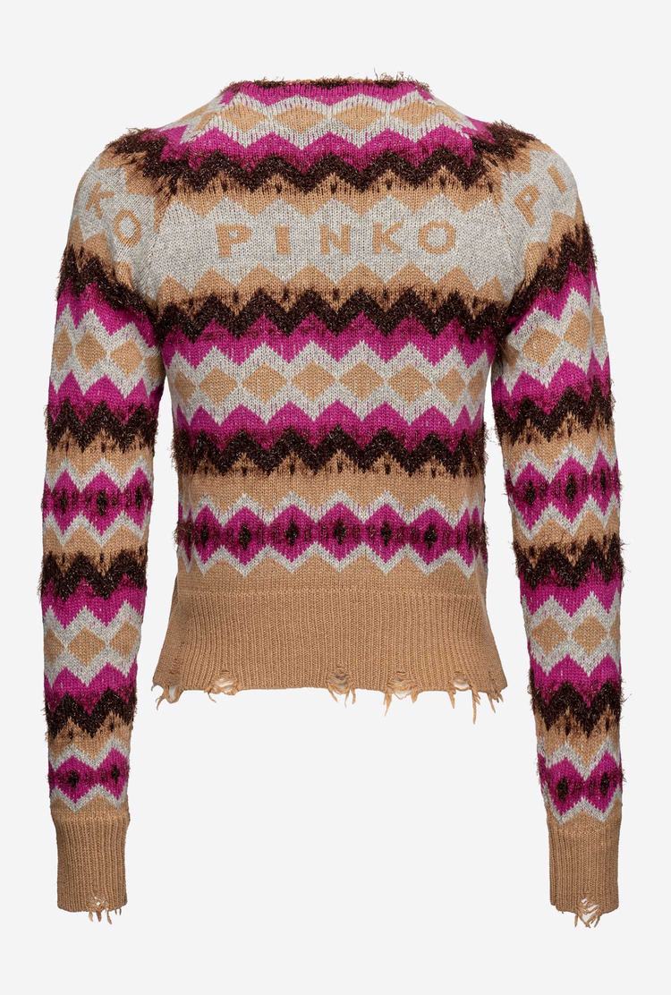 Women's Pinko Patterned Jacquard Pullover Multicolor Brown/Pink | Australia-45867039