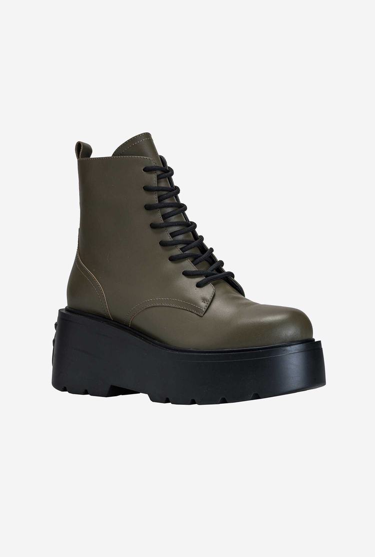 Women's Pinko Platform Combat Boots Khaki | Australia-42198379