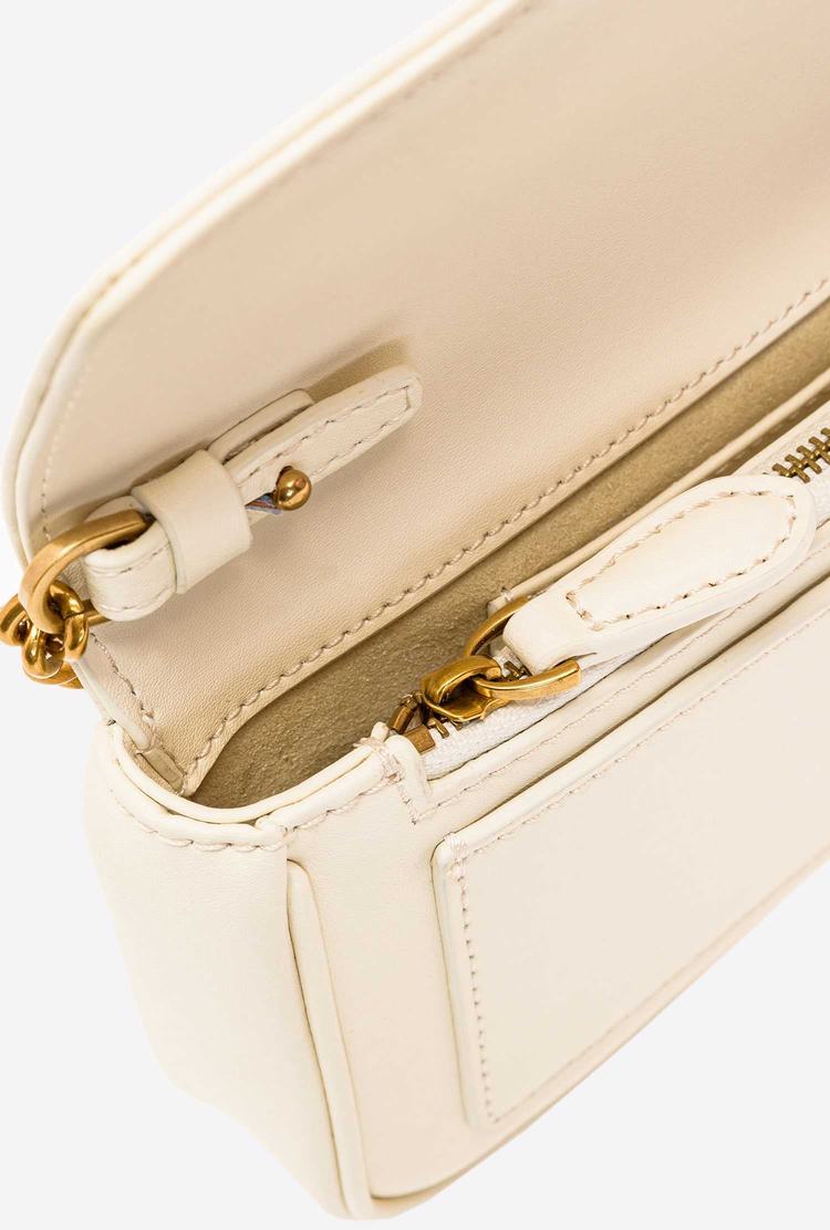 Women's Pinko Pocket Love Bag Simply Crossbody Bags White Gold | Australia-07846259