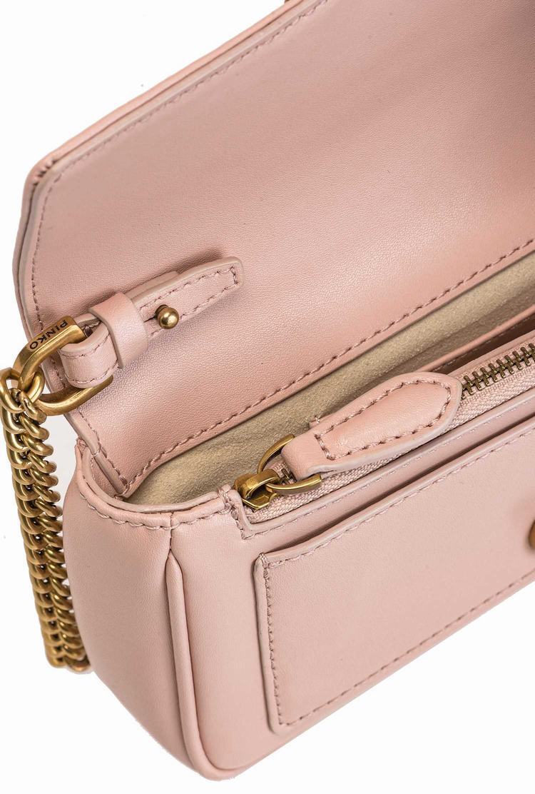 Women's Pinko Pocket Love Bag Simply Crossbody Bags Pink Gold | Australia-17930529