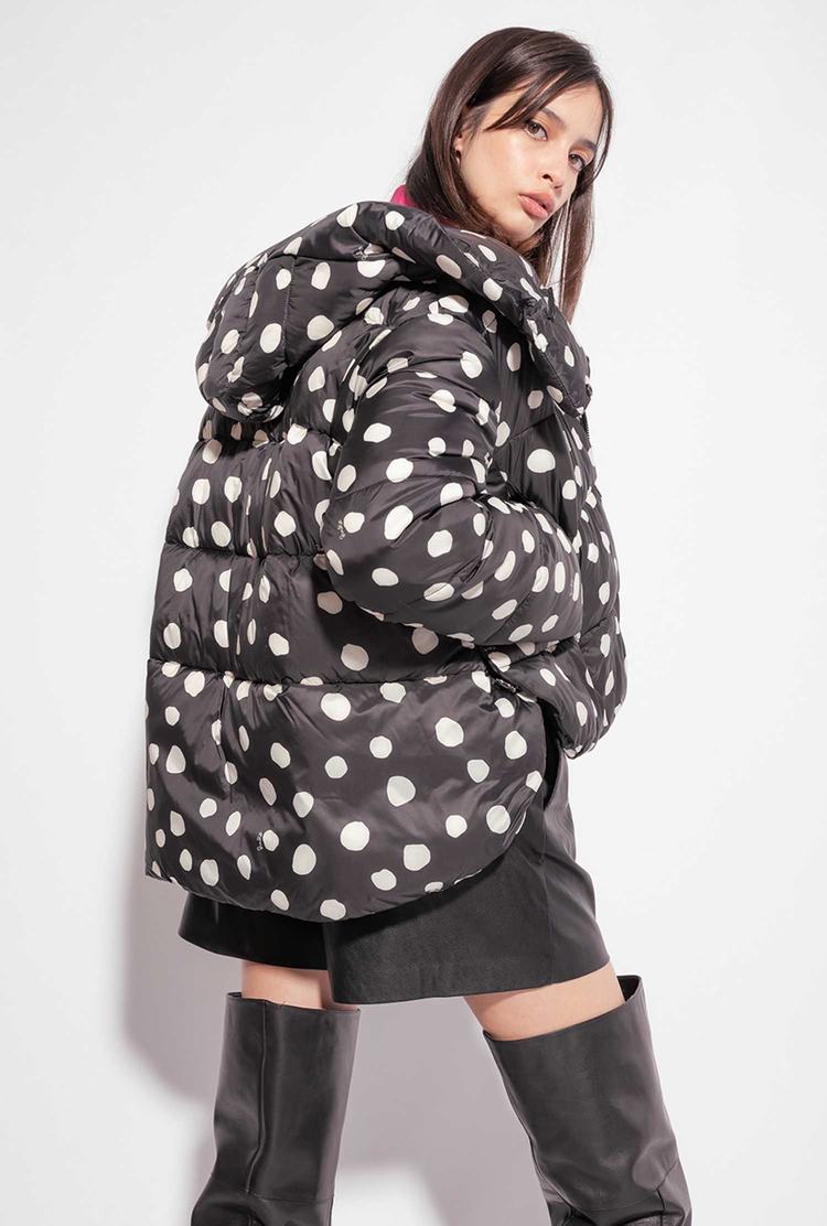 Women's Pinko Polka-dot Down Jackets Black/White | Australia-76235989