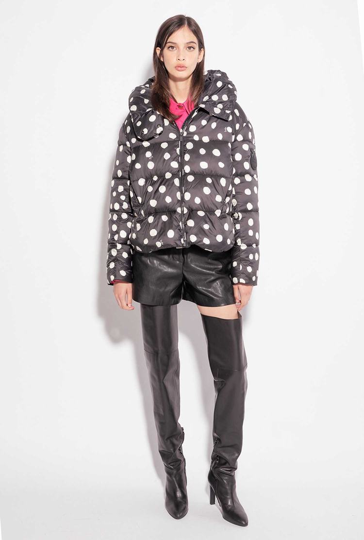 Women's Pinko Polka-dot Down Jackets Black/White | Australia-76235989