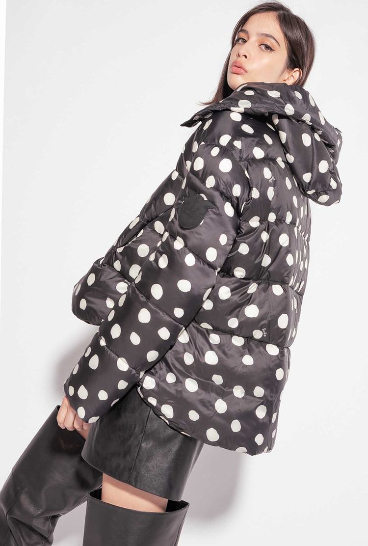 Women\'s Pinko Polka-dot Down Jackets Black/White | Australia-76235989