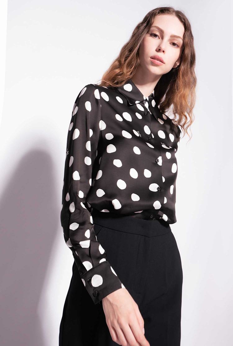 Women\'s Pinko Polka-dot Shirts Black/White | Australia-18302579