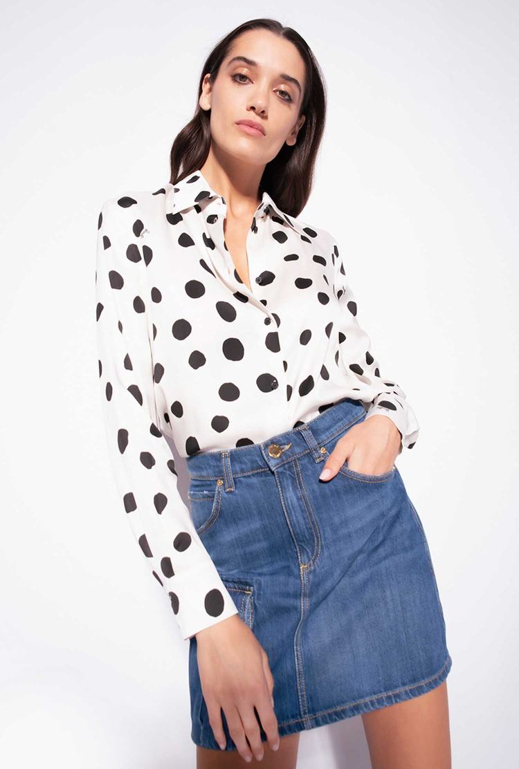 Women's Pinko Polka-dot Shirts White/Black | Australia-35462819