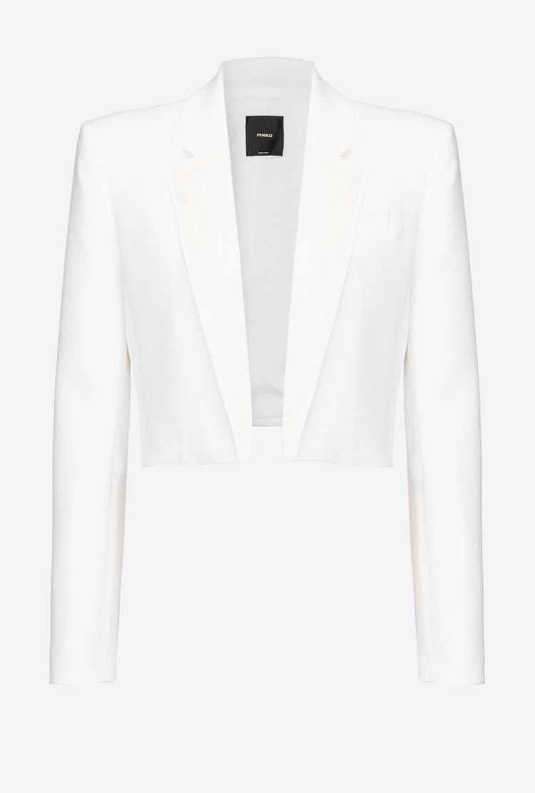 Women's Pinko Poly Crepe Spencer Jackets White | Australia-39746259