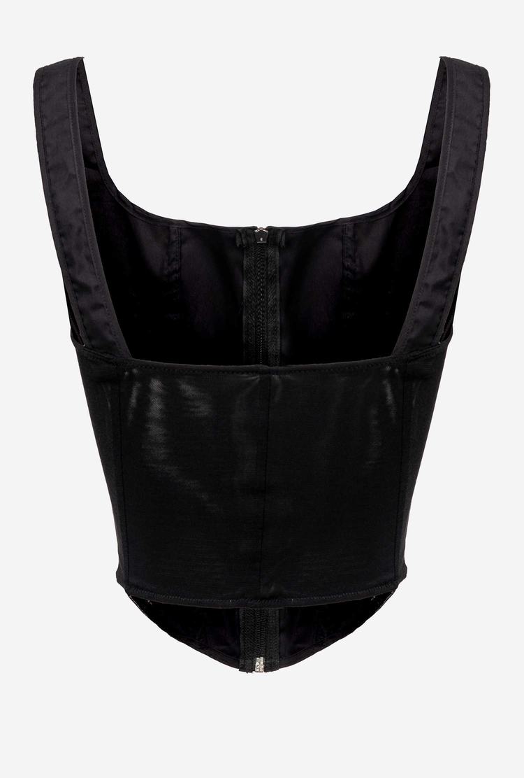 Women's Pinko Poplin Bustier Tanks Black | Australia-75134869