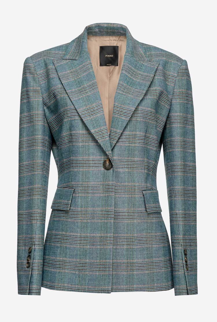 Women's Pinko Prince-of-wales Flannel Blazers Turquoise/Pink | Australia-65740139