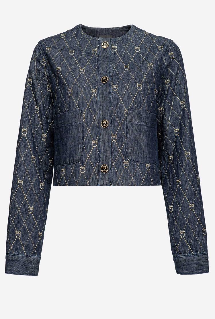 Women's Pinko Quilted Boxy Denim Jackets Blue | Australia-94310679