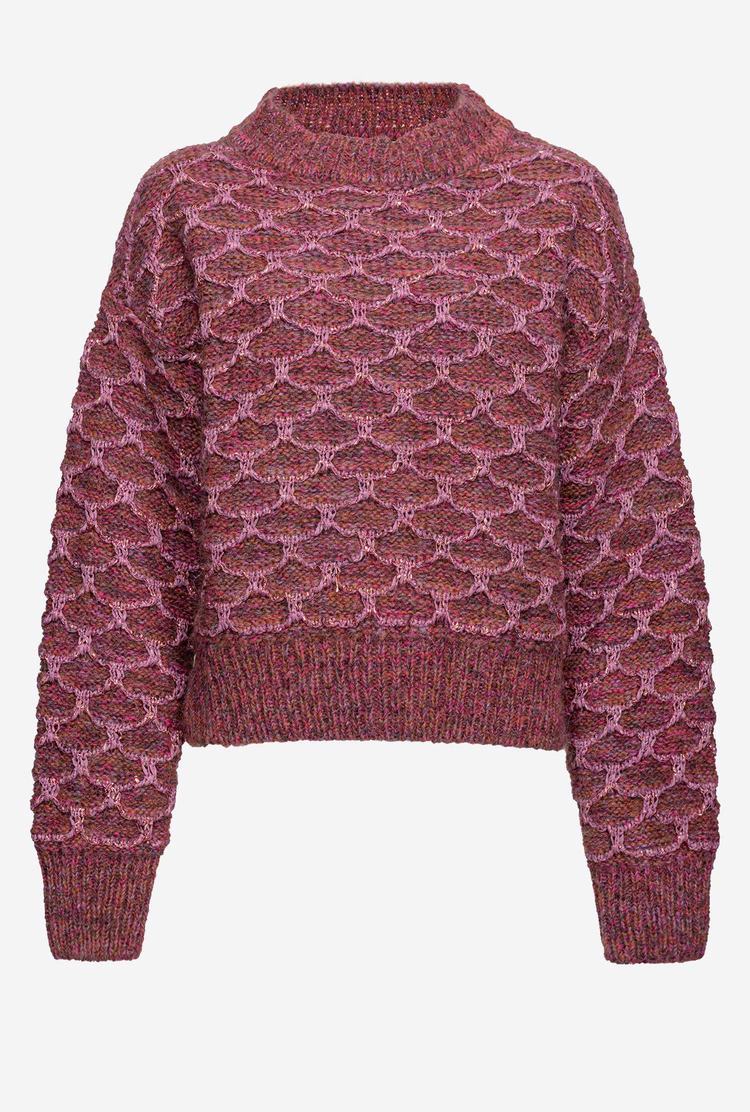 Women's Pinko Raised Diamond Effect Pullover Fuchsia/Brown | Australia-59426879