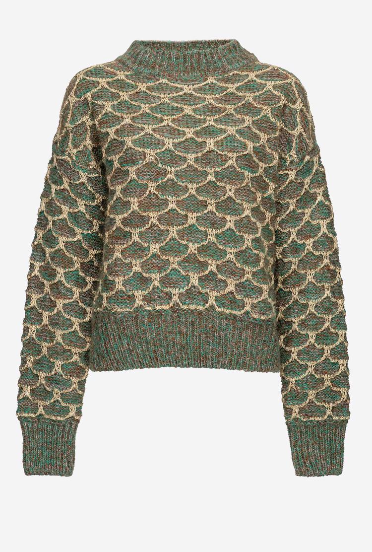 Women's Pinko Raised Diamond Effect Pullover Green/Brown/Grey | Australia-81304699