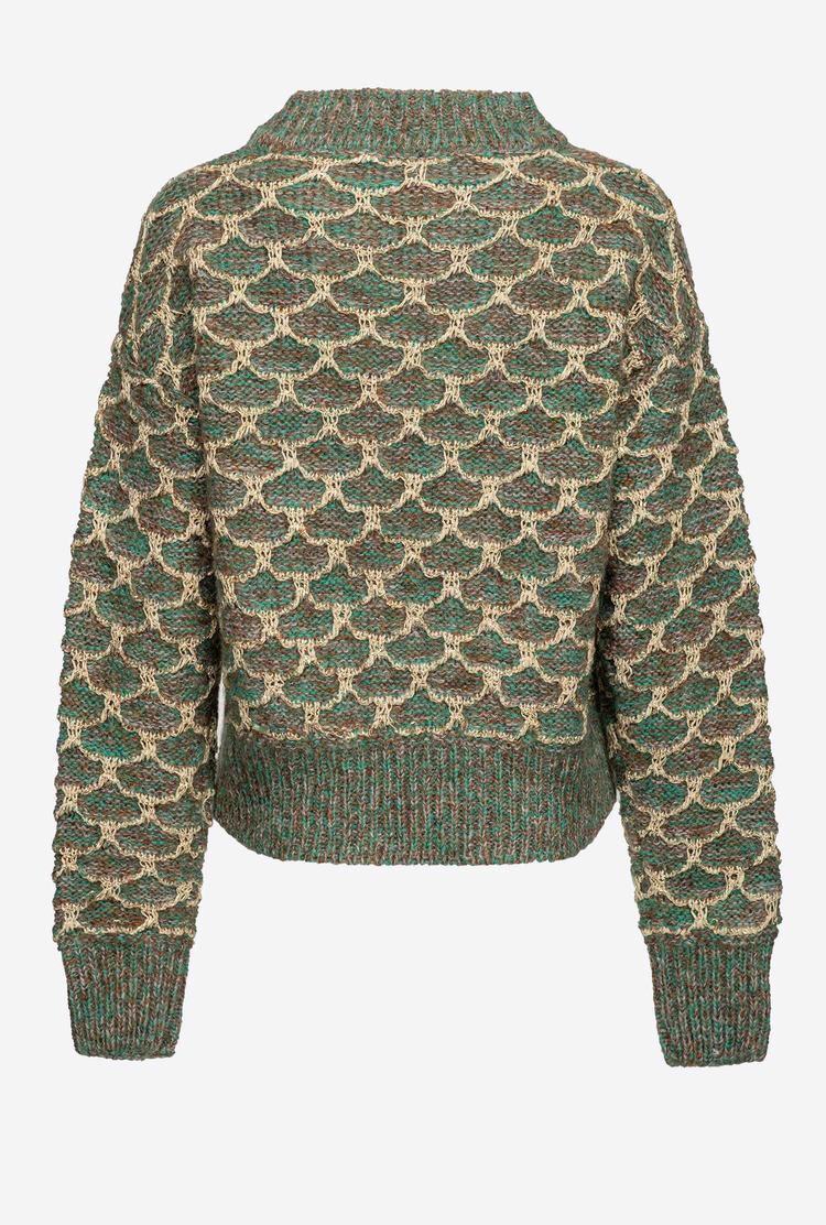 Women's Pinko Raised Diamond Effect Pullover Green/Brown/Grey | Australia-81304699