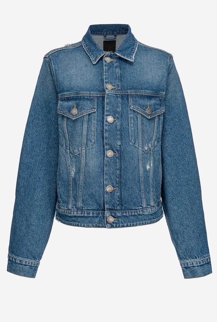 Women's Pinko Recycled Denim Jackets Blue | Australia-01496759