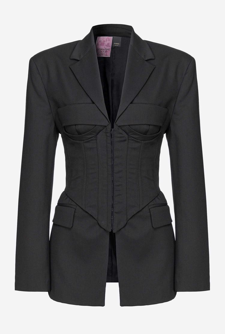 Women's Pinko Reimagine Bustier Jackets Black | Australia-59271369