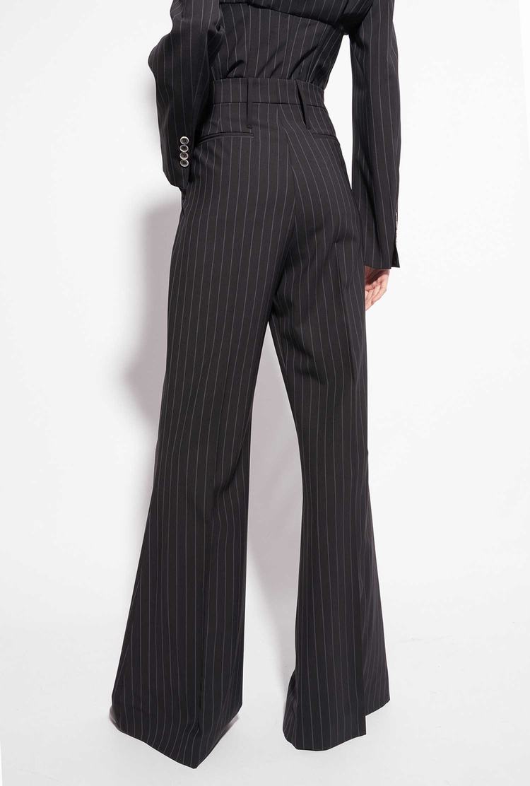 Women's Pinko Reimagine Pinstriped Pants Black/Grey | Australia-65478219