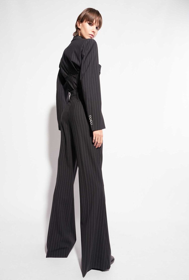 Women's Pinko Reimagine Pinstriped Pants Black/Grey | Australia-65478219