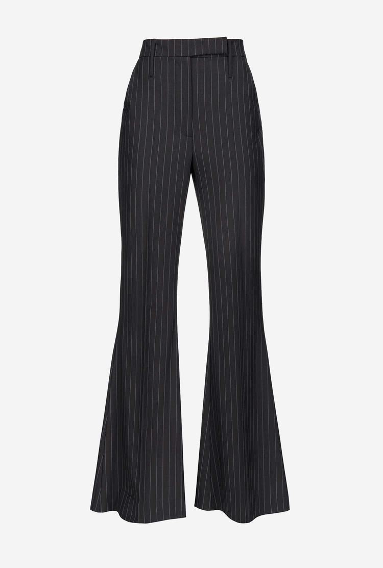 Women's Pinko Reimagine Pinstriped Pants Black/Grey | Australia-65478219