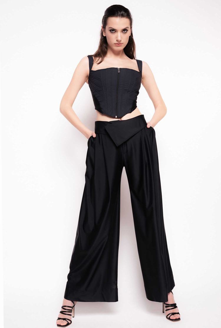 Women's Pinko Reimagine Technical Wide-leg Pants Black | Australia-81534299