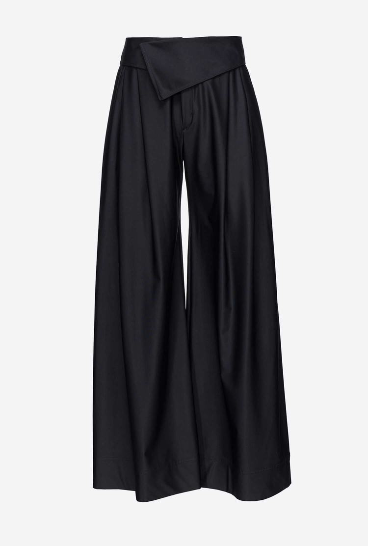 Women's Pinko Reimagine Technical Wide-leg Pants Black | Australia-81534299