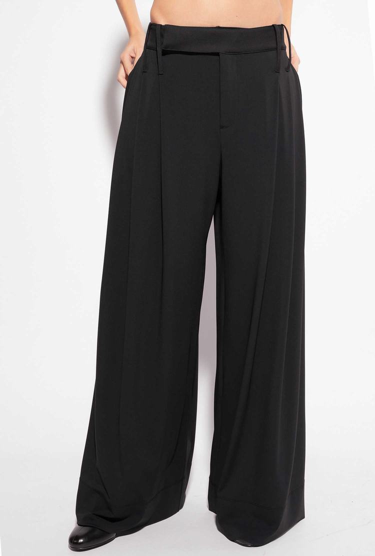 Women's Pinko Reimagine Wide-leg Pants Black | Australia-65128439