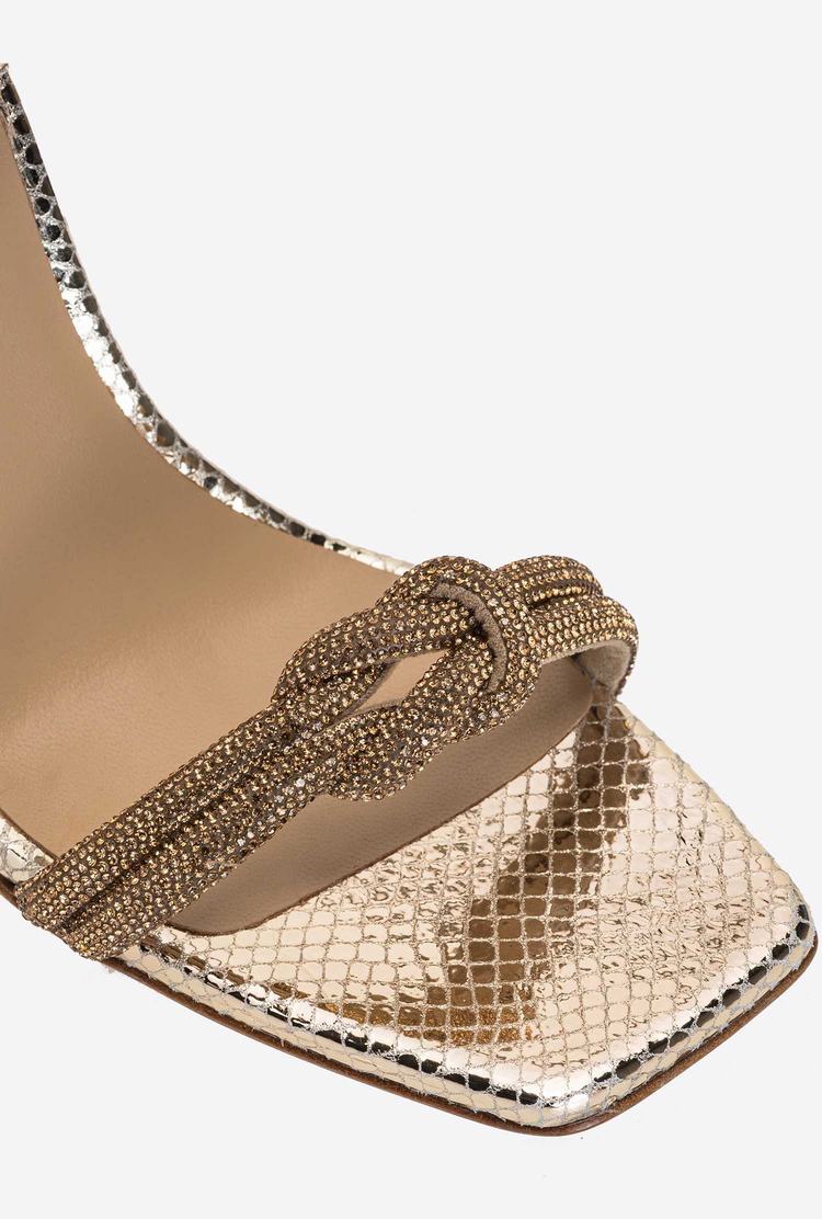 Women's Pinko Rhinestone Knot Sandals Gold | Australia-19250879