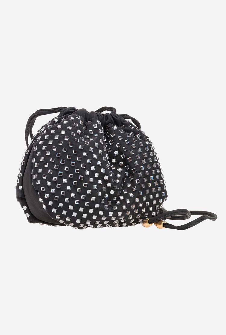 Women's Pinko Rhinestones All Over Handbag Black | Australia-42790169