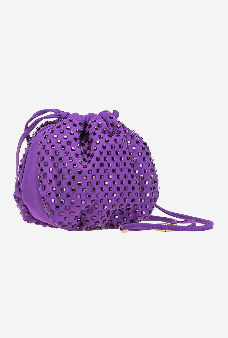 Women's Pinko Rhinestones All Over Handbag Purple | Australia-56342799