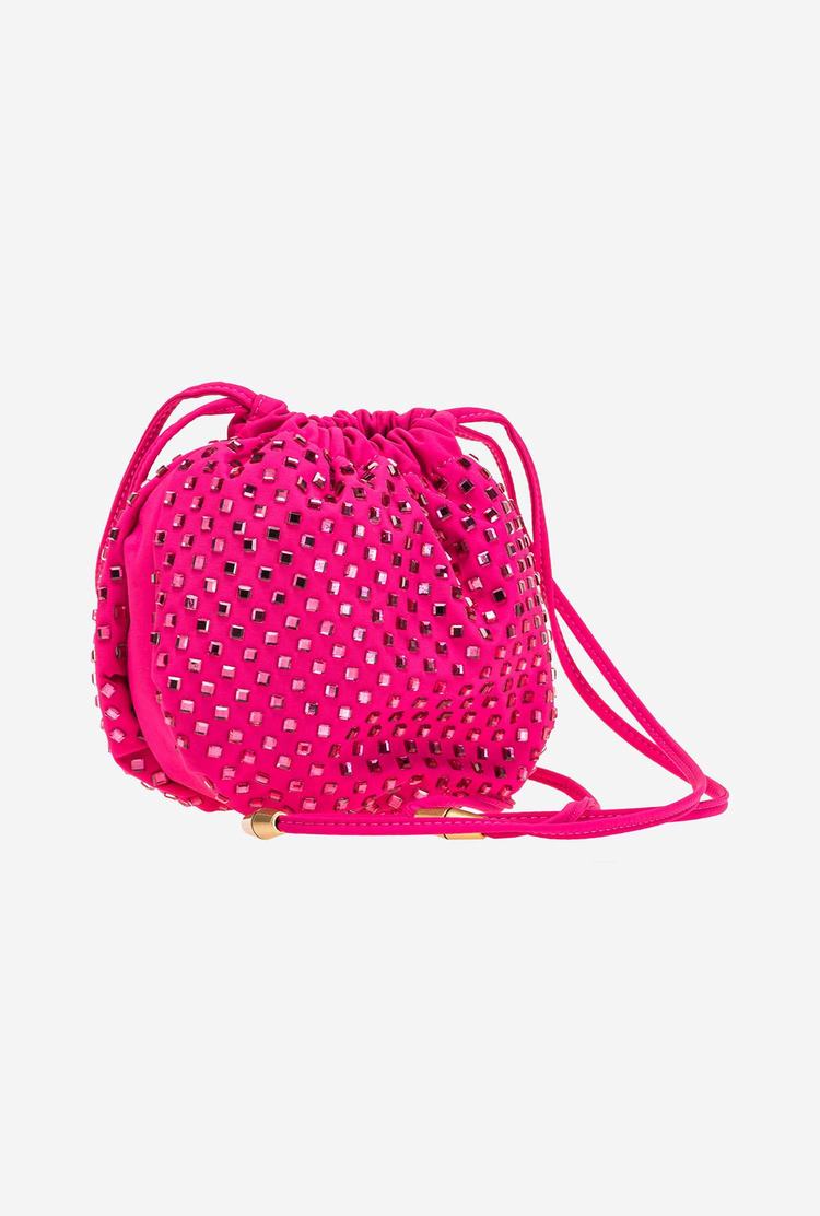 Women's Pinko Rhinestones All Over Handbag Red | Australia-78264909