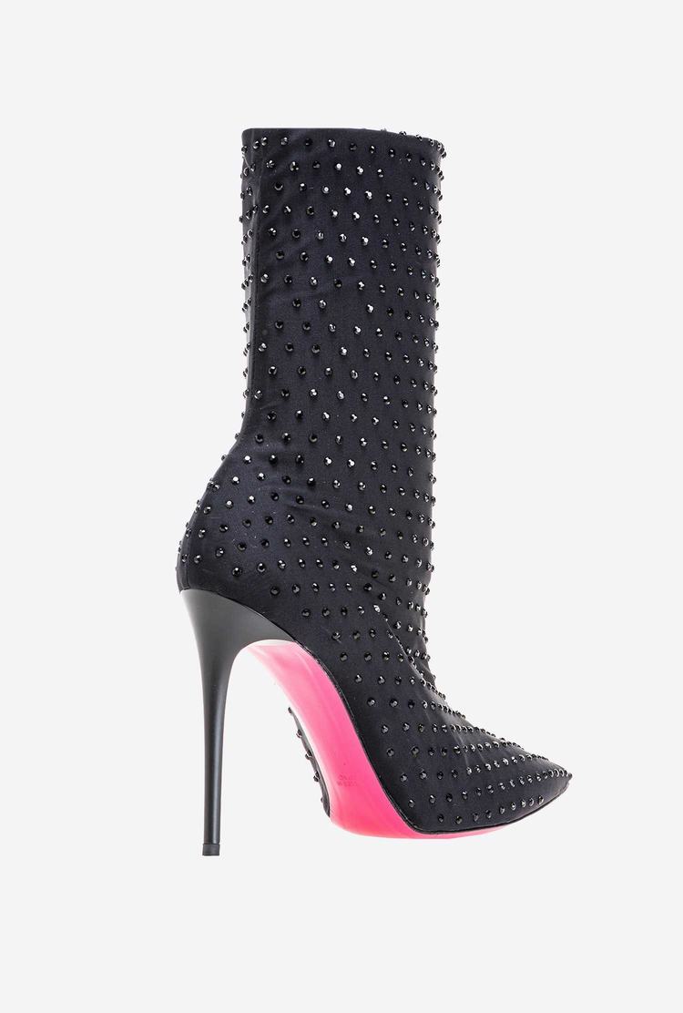 Women's Pinko Rhinestones Ankle Boots Black | Australia-68194239