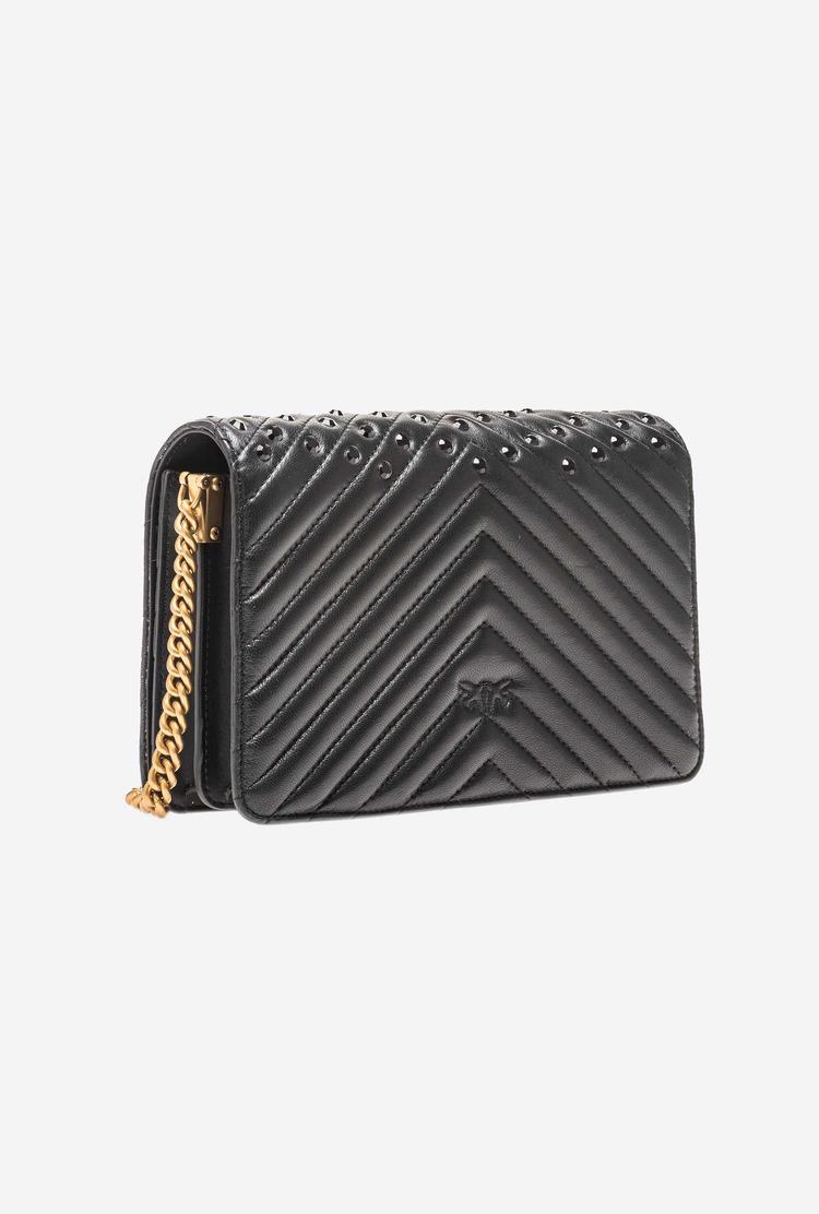 Women's Pinko Rhinestones Crossbody Bags Black Gold | Australia-91307259