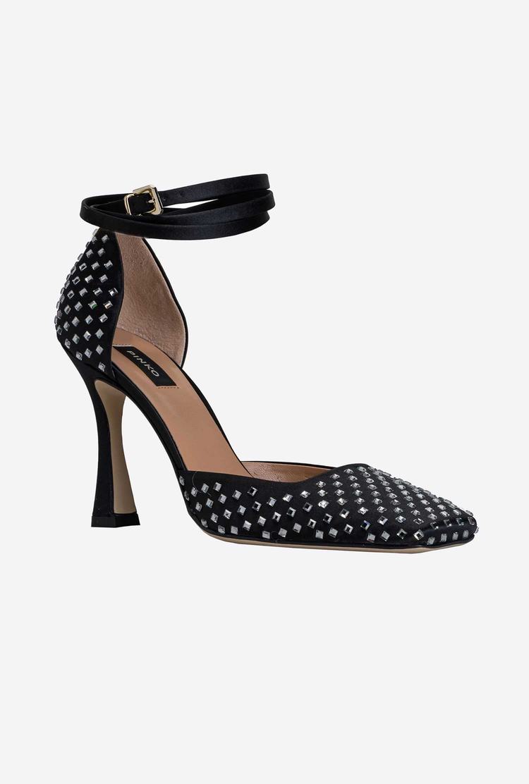 Women's Pinko Rhinestones Heels Black | Australia-43986509