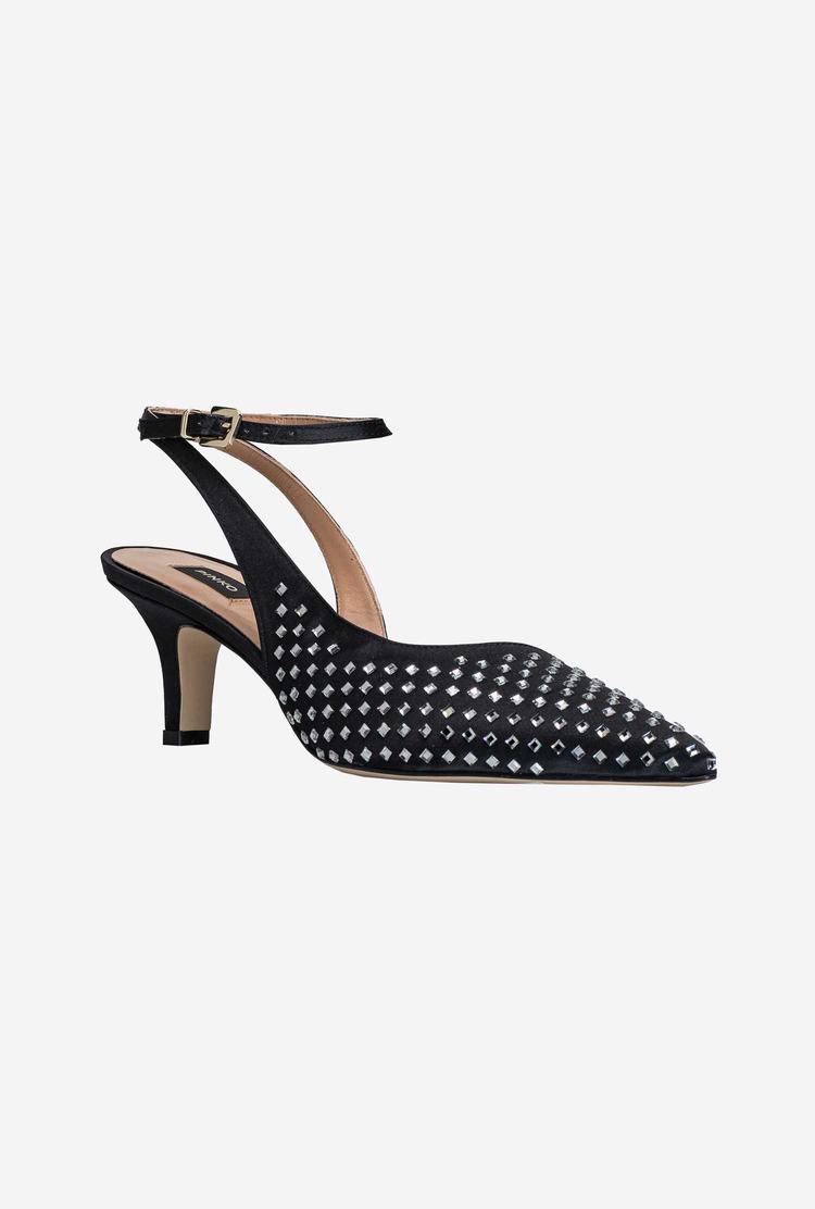 Women's Pinko Rhinestones Heels Black | Australia-56129389