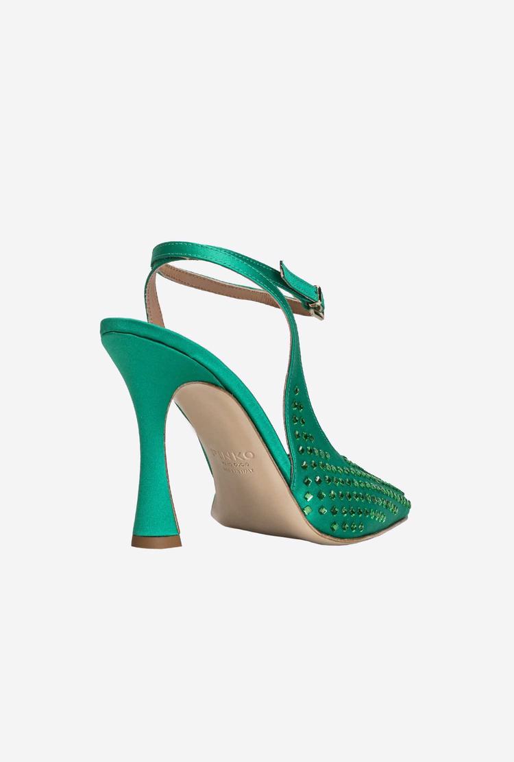 Women's Pinko Rhinestones Heels Green | Australia-06175899